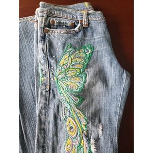 Anoname Embellished Applique Butterfly Jeans